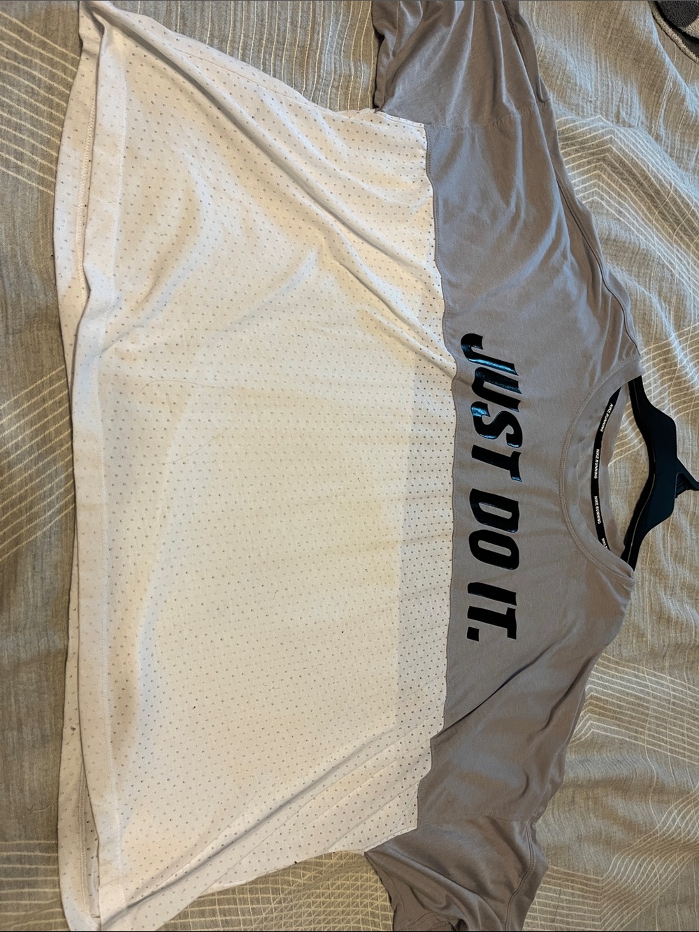 Nike Gray and White 'Just Do It.' Athletic Shirt